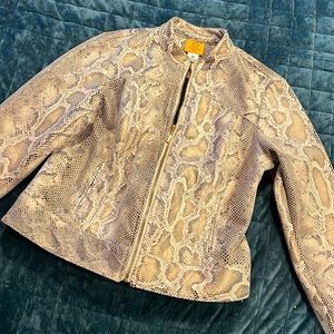 Ladies Faux snake skin gold toned Ruby Rd. Bomber style jacket